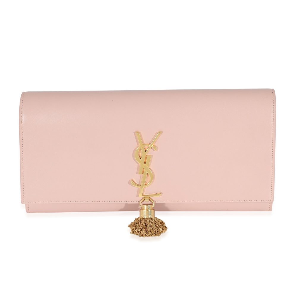 Saint Laurent Pink Smooth Calfskin Cassandre Tassel Clutch
